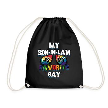 My son-in-law is my favorite gay - Drawstring Bag - black - Front
