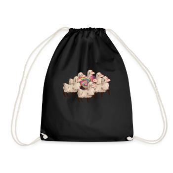 Rainbow Sheep in Herd - Hippie Costume Tie Dye - Drawstring Bag - black - Front