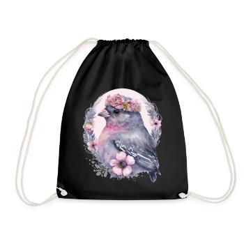 Cute Finch Bird Flower Crown Pet Birds - Turnbeutel - Schwarz - Vorne