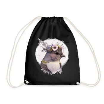 Cute Finch Bird Flower Crown Pet Birds - Turnbeutel - Schwarz - Vorne