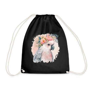 Cacatoès artistique Perroquet Fleur Couronne Couronne Bir - Sac de sport léger - noir - Devant