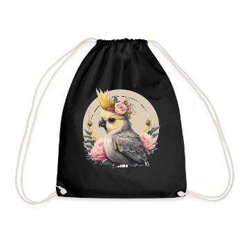 Mignon Cockatiel Perroquet Oiseau Fleur Couronne Oiseaux de compagnie - Sac de sport léger - noir - Devant