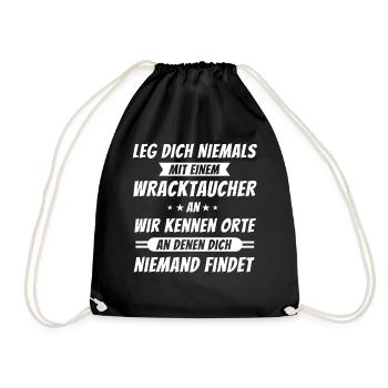Wracktauchen Tauchen Wracktaucher Geschenk - Turnbeutel - Schwarz - Vorne