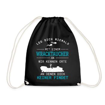 Wracktauchen Tauchen Wracktaucher Geschenk - Turnbeutel - Schwarz - Vorne