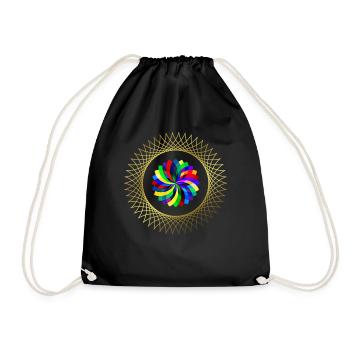 Graphic - graphic pattern - geometric pattern - Drawstring Bag - black - Front