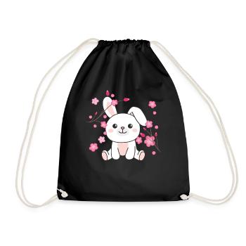 Bunny cute animals for kids kawaii - Drawstring Bag - black - Front