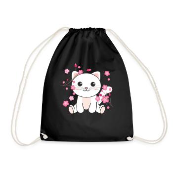 Chat animaux mignons pour enfants kawaii - Sac de sport léger - noir - Devant