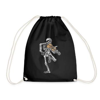 Skeleton Violin Halloween Music Musician Violinist - Drawstring Bag - black - Front
