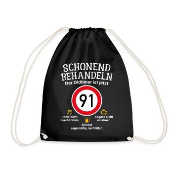 91. Geburtstag Schonend Behandeln Oldtimer Ist 91 - Turnbeutel - Schwarz - Vorne