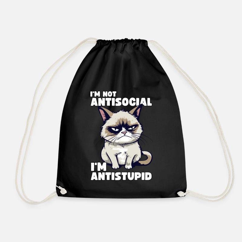 Grump Cat - I'm Not Antisocial - I'm Antistupid - Turnbeutel - Schwarz