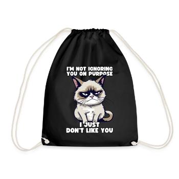 Funny Grump Cat - I Just Don't Like You Cynical - Drawstring Bag - black - Front
