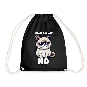 Grump Cat - Before You Ask No - Cynical Saying - Drawstring Bag - black - Front
