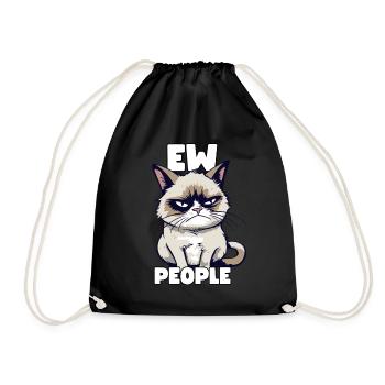 Sarcastic Grump Cat Ew, People Funny Saying - Drawstring Bag - black - Front