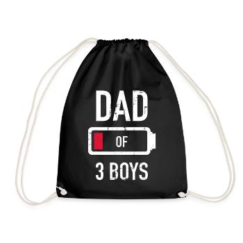 Vater von 3 Drei Jungen Low Battery Geschenk für den Vater - Turnbeutel - Schwarz - Vorne