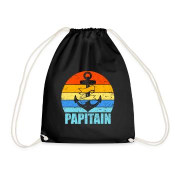 Papitain Capitan Dad Father's Day 2022 For Dad - Drawstring Bag - black - Front