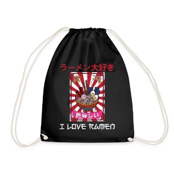 Japan ich liebe Ramen japanische Nudeln - Turnbeutel - Schwarz - Vorne
