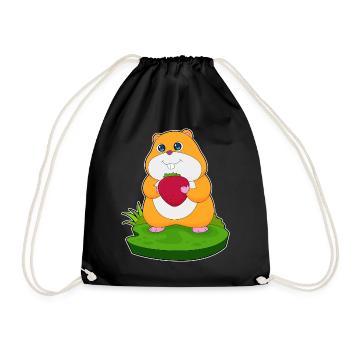 Hamster Strawberry - Drawstring Bag - black - Front