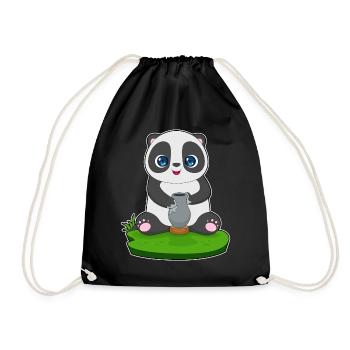 Panda Handwerker Vase Handwerk - Turnbeutel - Schwarz - Vorne