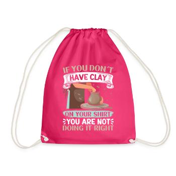 Ceramic Pottery Design - Drawstring Bag - fuchsia - Front