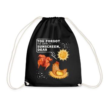Funny chicken saying, chicken joke sunbathing - Drawstring Bag - black - Front