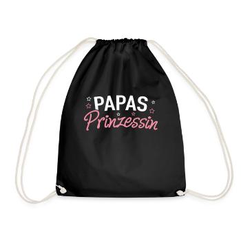 Papas Prinzessin Töchter Nachwuchs Schwangerschaft - Turnbeutel - Schwarz - Vorne