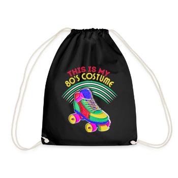 80er Jahre Rollschuhe, Rollschuhlaufen, Spruch - Turnbeutel - Schwarz - Vorne