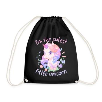 Kawaii Unicorn, Unicorn Girl, Saying - Drawstring Bag - black - Front