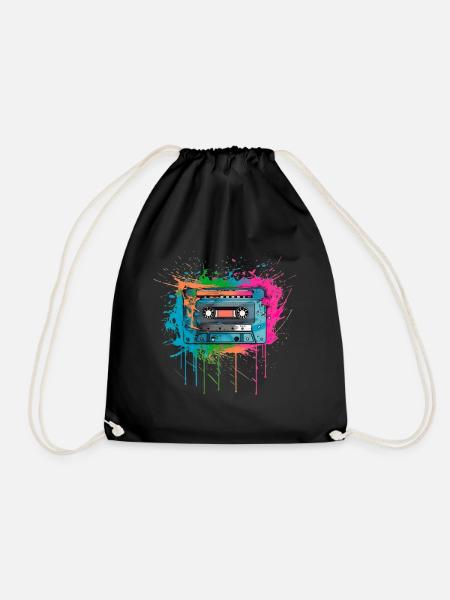 Kassette Musik 80s Pop Style für alle die die 80s - Turnbeutel - Schwarz