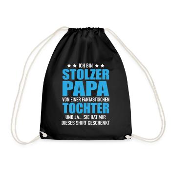 Stolzer Papa Fantastischen Tochter Geschenk Papa - Turnbeutel - Schwarz - Vorne