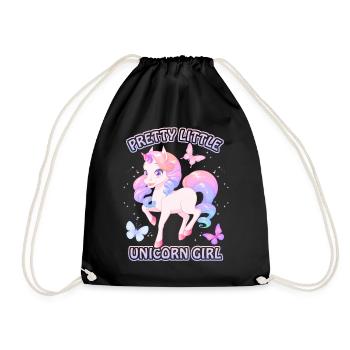 Licorne Fille, Licorne Kawaii, Jolie Fille - Sac de sport léger - noir - Devant