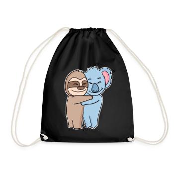 Sloth and koala hugging - hug - Drawstring Bag - black - Front
