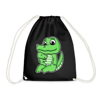 Famille Crocodile - Crocodile avec bébé - Sac de sport léger - noir - Devant