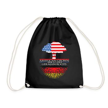 German Roots American Grown Tree Flag USA Germany - Drawstring Bag - black - Front