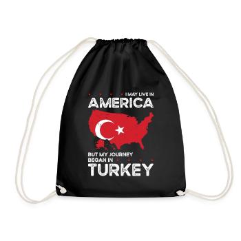 Born Turkish Turkey American USA Citizenship - Drawstring Bag - black - Front
