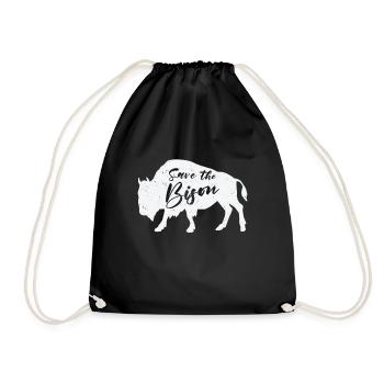World Wildlife Day Retro Bison Wildlife Animal - Drawstring Bag - black - Front