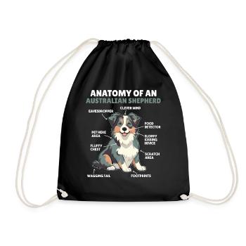 Dog Explanation Anatomy of an Australian Shepherd - Drawstring Bag - black - Front
