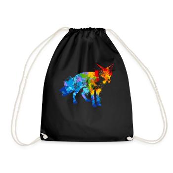 Farbspritzer Fuchs Bunter Fuchs - Turnbeutel - Schwarz - Vorne