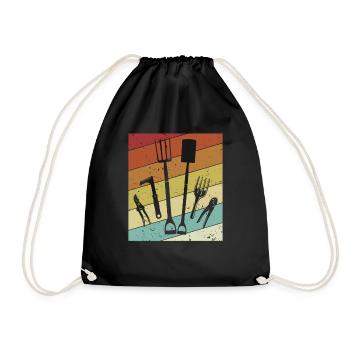 Retro allotment garden horticulture allotment garden - Drawstring Bag - black - Front
