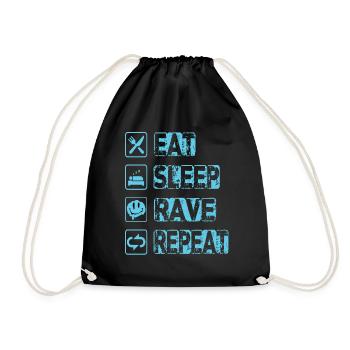 Eat Sleep Rave Repeat - Turnbeutel - Schwarz - Vorne