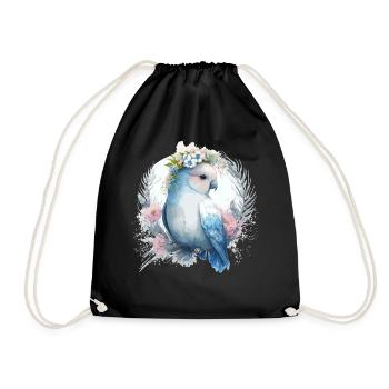 Aquarelle mignonne Lovebird Bird Fleur Couronne Pet Bir - Sac de sport léger - noir - Devant