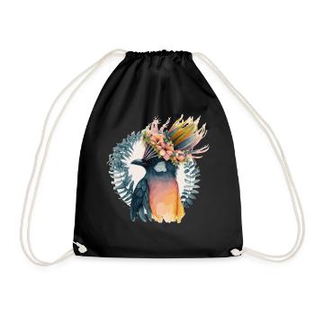 Cute Bird Of Paradise Bird Flower Crown Pet Birds - Drawstring Bag - black - Front