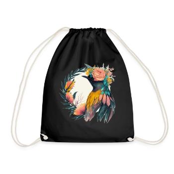 Cute Bird Of Paradise Bird Flower Crown Pet Birds - Drawstring Bag - black - Front