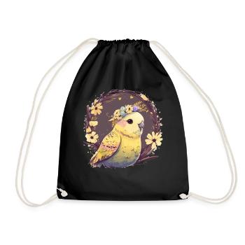 Cute Budgie Parakeet Bird Flower Crown Pet Birds - Turnbeutel - Schwarz - Vorne