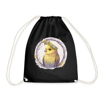 Mignon perruche jaune perruche oiseau fleur couronne animal de compagnie - Sac de sport léger - noir - Devant