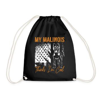 Belgian Malinois My Malinois Thinks I'm Cool Pet - Drawstring Bag - black - Front