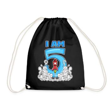 5 Birthday Boy Astronaut Rocket - cinq ans - Sac de sport léger - noir - Devant