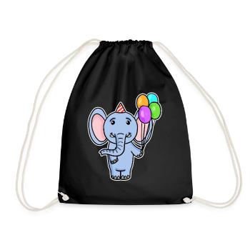 Ballon d’anniversaire d’éléphant - Sac de sport léger - noir - Devant