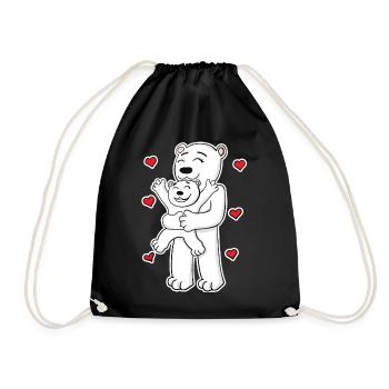 Famille d’ours polaires - Ours polaire avec bébé - Sac de sport léger - noir - Devant