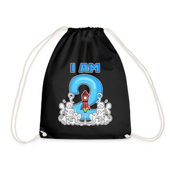 2 Birthday Boy Astronaut Rocket - deux ans - Sac de sport léger - noir - Devant