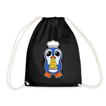 Gourmet Pinguin Pizza - Turnbeutel - Schwarz - Vorne